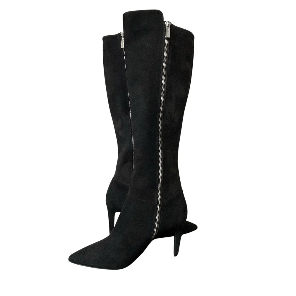 Michael Kors Dorothy Flex Black Suede Knee-High Boots - Size‎ 8.5M - Stiletto